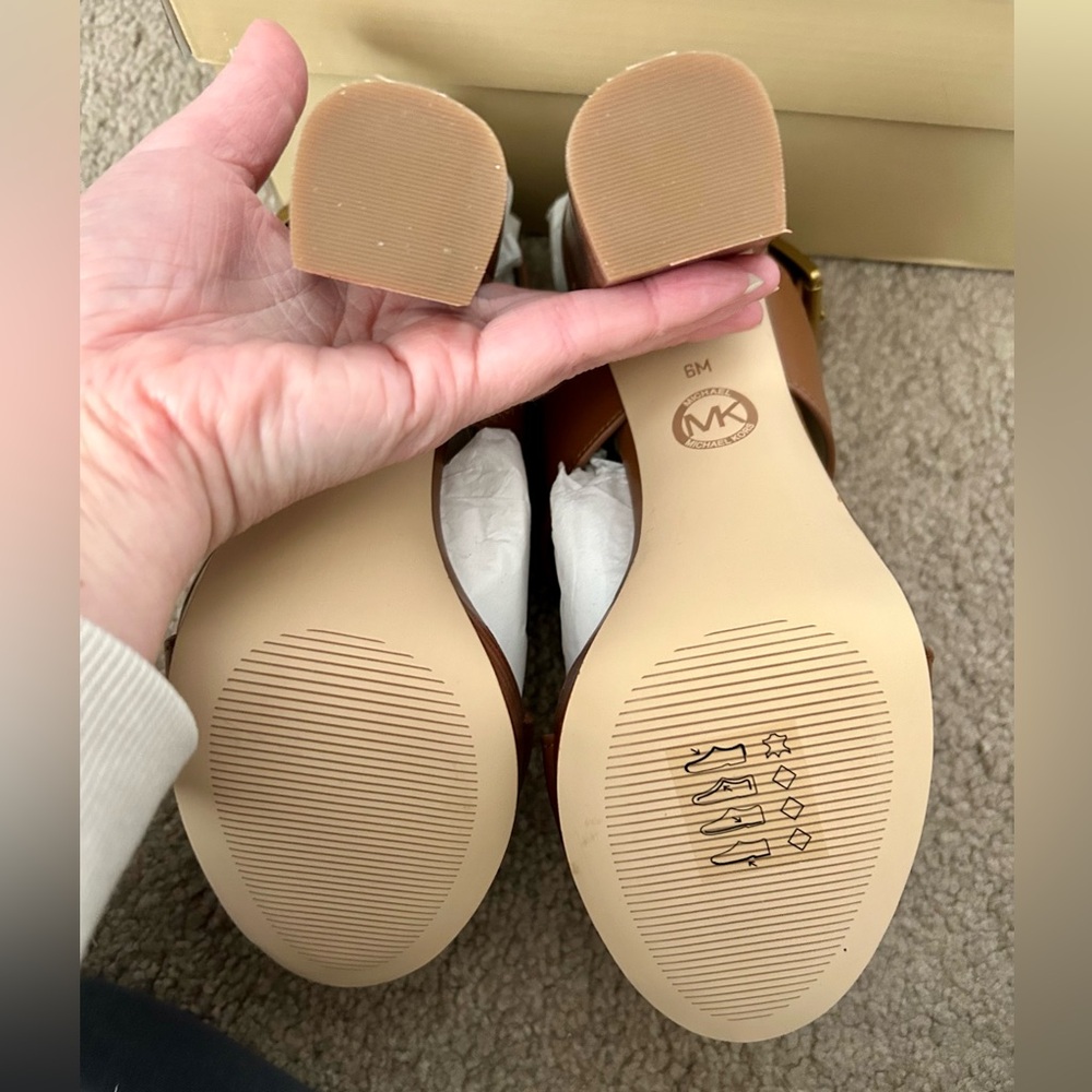 Michael Kors Brown Leather Platform Sandal - Picture 9 of 11